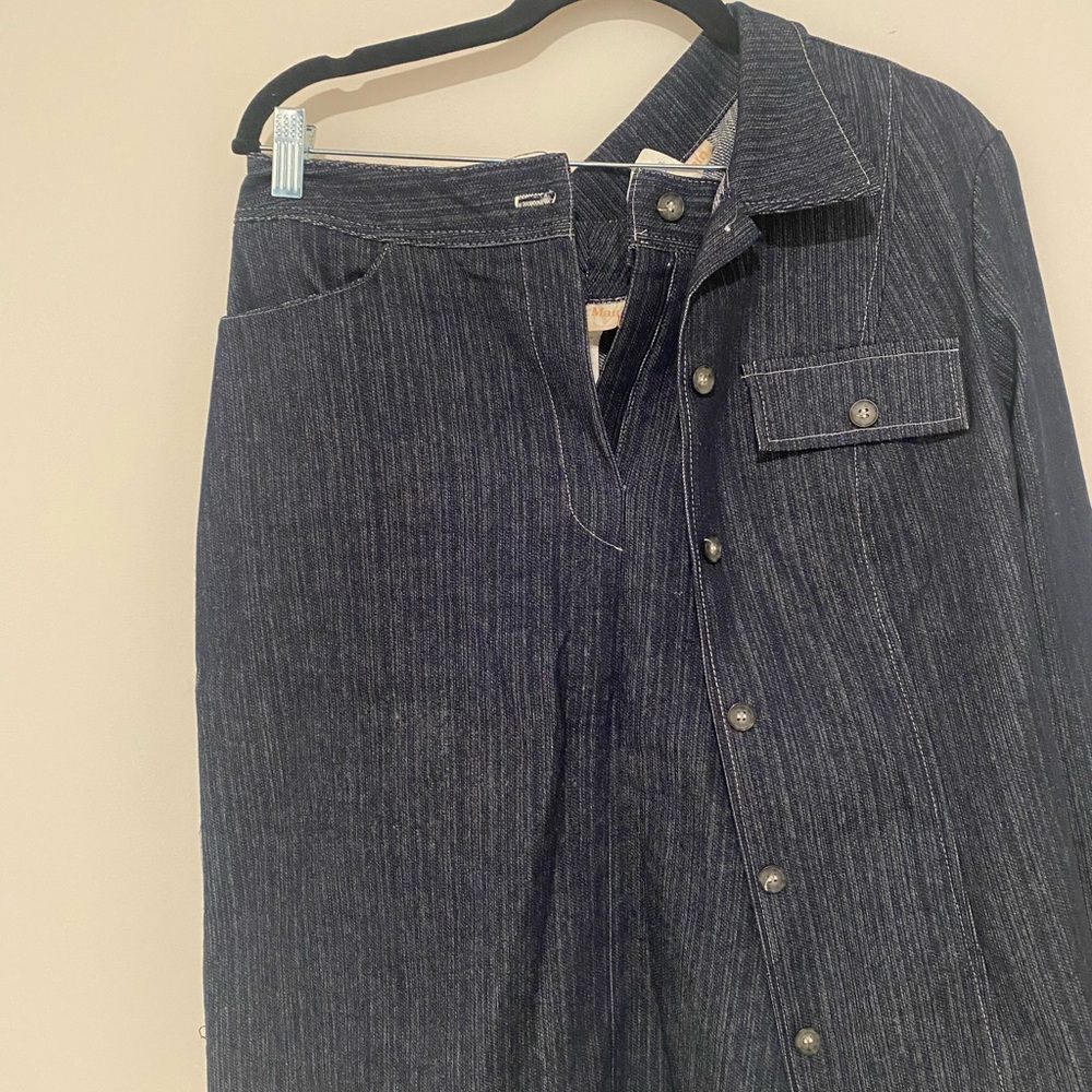 Monroe & Main Dark Denim Jacket skirt set